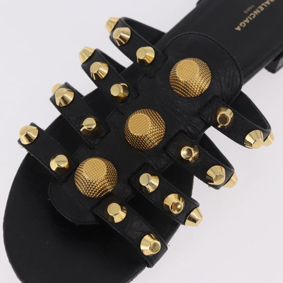 BALENCIAGA Sandals Leather Black Auth 185184A