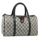 GUCCI GG Supreme Sherry Line Hand Bag PVC Navy Gold 39 02 007 Auth 185185-1
