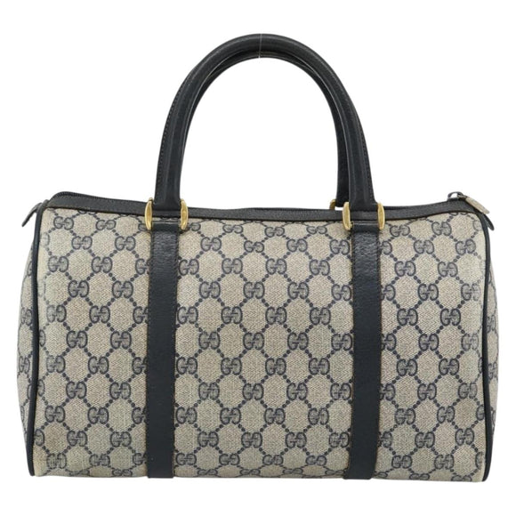 GUCCI GG Supreme Sherry Line Hand Bag PVC Navy Gold 39 02 007 Auth 185185