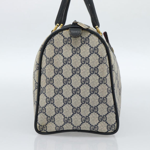 GUCCI GG Supreme Sherry Line Hand Bag PVC Navy Gold 39 02 007 Auth 185185