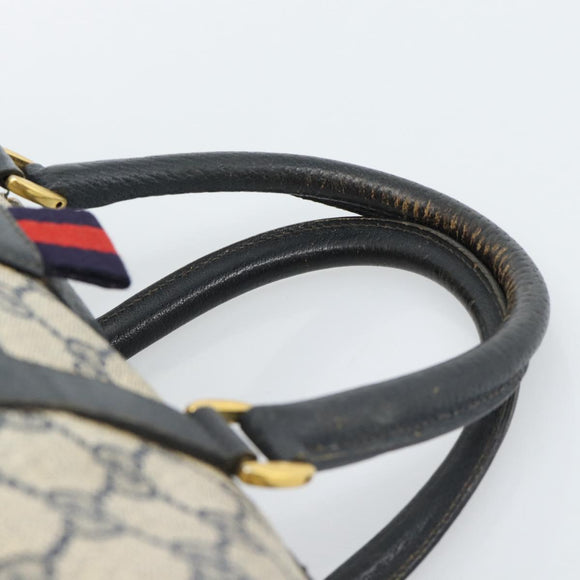 GUCCI GG Supreme Sherry Line Hand Bag PVC Navy Gold 39 02 007 Auth 185185