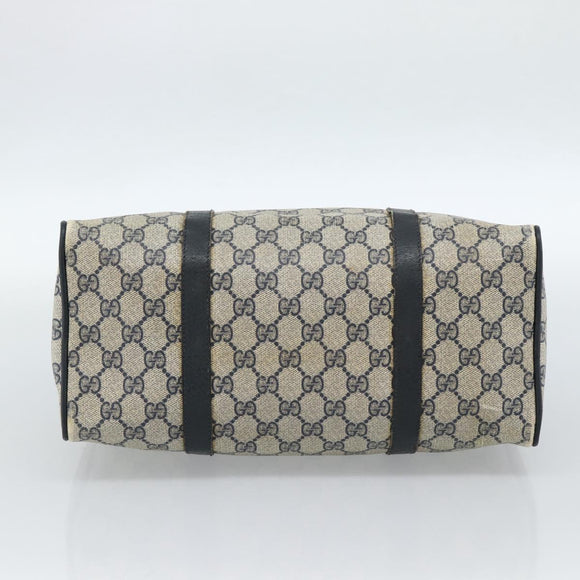 GUCCI GG Supreme Sherry Line Hand Bag PVC Navy Gold 39 02 007 Auth 185185
