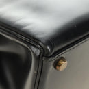 HERMES Kelly 28 Hand Bag Box Calfskin 2way Black Gold Auth 185189SM-16