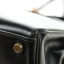 HERMES Kelly 28 Hand Bag Box Calfskin 2way Black Gold Auth 185189SM-17