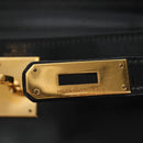 HERMES Kelly 28 Hand Bag Box Calfskin 2way Black Gold Auth 185189SM-24