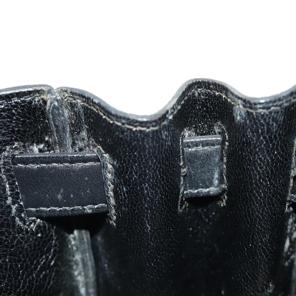HERMES Kelly 28 Hand Bag Box Calfskin 2way Black Gold Auth 185189SM