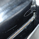HERMES Kelly 28 Hand Bag Box Calfskin 2way Black Gold Auth 185189SM-32