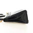 HERMES Kelly 28 Hand Bag Box Calfskin 2way Black Gold Auth 185189SM-3