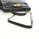 HERMES Kelly 28 Hand Bag Box Calfskin 2way Black Gold Auth 185189SM-8