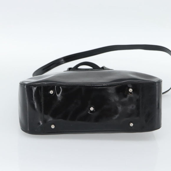 GUCCI Hand Bag Patent Leather 2way Black Silver 000 1013 0504 Auth 185190