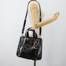 GUCCI Hand Bag Patent Leather 2way Black Silver 000 1013 0504 Auth 185190-24