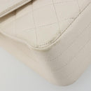 CHANEL Matelasse Ketting Schoudertas Leer Wit Goudkleurige CC Auth 185193A-16