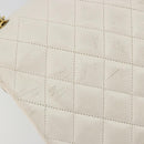 CHANEL Matelasse Chain Shoulder Bag Leather White Gold CC Auth 185193A-14
