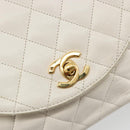 CHANEL Matelasse Chain Shoulder Bag Leather White Gold CC Auth 185193A-15