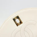 CHANEL Matelasse Chain Shoulder Bag Leather White Gold CC Auth 185193A-17