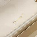 CHANEL Matelasse Chain Shoulder Bag Leather White Gold CC Auth 185193A-18