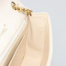 CHANEL Matelasse Chain Shoulder Bag Leather White Gold CC Auth 185193A-20