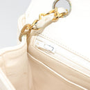 CHANEL Matelasse Chain Shoulder Bag Leather White Gold CC Auth 185193A-22