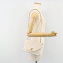 CHANEL Matelasse Chain Shoulder Bag Leather White Gold CC Auth 185193A-28