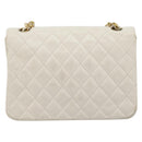 CHANEL Matelasse Ketting Schoudertas Leer Wit Goudkleurige CC Auth 185193A-2