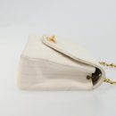 CHANEL Matelasse Chain Shoulder Bag Leather White Gold CC Auth 185193A-4