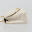 CHANEL Matelasse Ketting Schoudertas Leer Wit Goudkleurige CC Auth 185193A-4