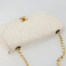 CHANEL Matelasse Chain Shoulder Bag Leather White Gold CC Auth 185193A-6