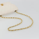 CHANEL Matelasse Chain Shoulder Bag Leather White Gold CC Auth 185193A-7