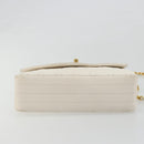 CHANEL Matelasse Chain Shoulder Bag Leather White Gold CC Auth 185193A-9