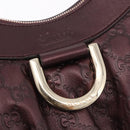 GUCCI GG Canvas Guccissima Abbey Bag Leather Bordeaux Gold 190525 Auth 185194V-17