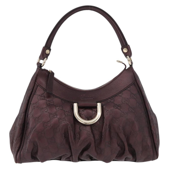 GUCCI GG Canvas Guccissima Abbey Bag Leather Bordeaux Gold 190525 Auth 185194V