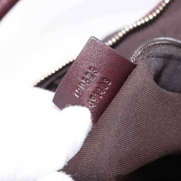GUCCI GG Canvas Guccissima Abbey Bag Leather Bordeaux Gold 190525 Auth 185194V