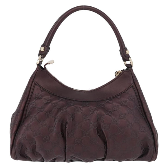 GUCCI GG Canvas Guccissima Abbey Bag Leather Bordeaux Gold 190525 Auth 185194V