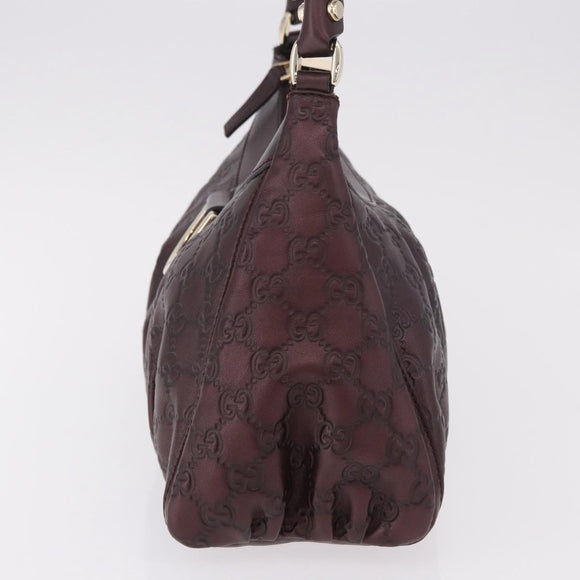 GUCCI GG Canvas Guccissima Abbey Bag Leather Bordeaux Gold 190525 Auth 185194V