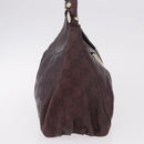 GUCCI GG Canvas Guccissima Abbey Bag Leather Bordeaux Gold 190525 Auth 185194V-4