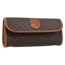 CELINE Macadam Canvas Pouch PVC Leather Brown Gold Auth 185196-1