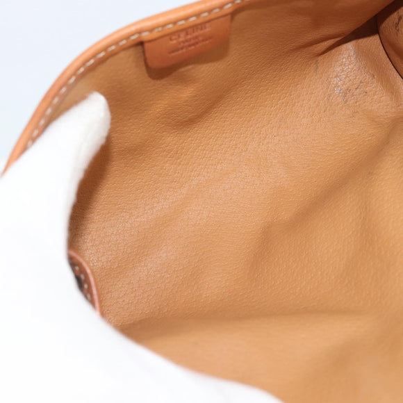 CELINE Macadam Canvas Pouch PVC Leather Brown Gold Auth 185196