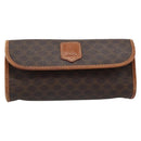 CELINE Macadam Canvas Pouch PVC Leather Brown Gold Auth 185196-2