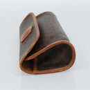 CELINE Macadam Canvas Pouch PVC Leather Brown Gold Auth 185196-4