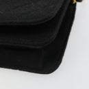 CHANEL Matelasse Chain Shoulder Bag Cotton Black Gold CC Auth 185197-15