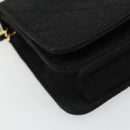 CHANEL Matelasse Chain Shoulder Bag Cotton Black Gold CC Auth 185197-16