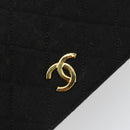 CHANEL Matelasse Chain Shoulder Bag Cotton Black Gold CC Auth 185197-8