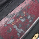 CHANEL Matelasse Chain Shoulder Bag Cotton Black Gold CC Auth 185197-22