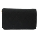 CHANEL Matelasse Chain Shoulder Bag Cotton Black Gold CC Auth 185197-2