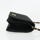 CHANEL Matelasse Chain Shoulder Bag Cotton Black Gold CC Auth 185197-3