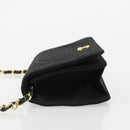 CHANEL Matelasse Chain Shoulder Bag Cotton Black Gold CC Auth 185197-4