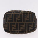 FENDI Zucca Canvas Hand Pouch Black Brown Auth 185198-5