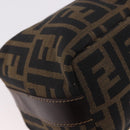 FENDI Zucca Canvas Hand Pouch Black Brown Auth 185198-14