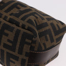FENDI Zucca Canvas Hand Pouch Black Brown Auth 185198-15