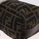 FENDI Zucca Canvas Hand Pouch Black Brown Auth 185198-17